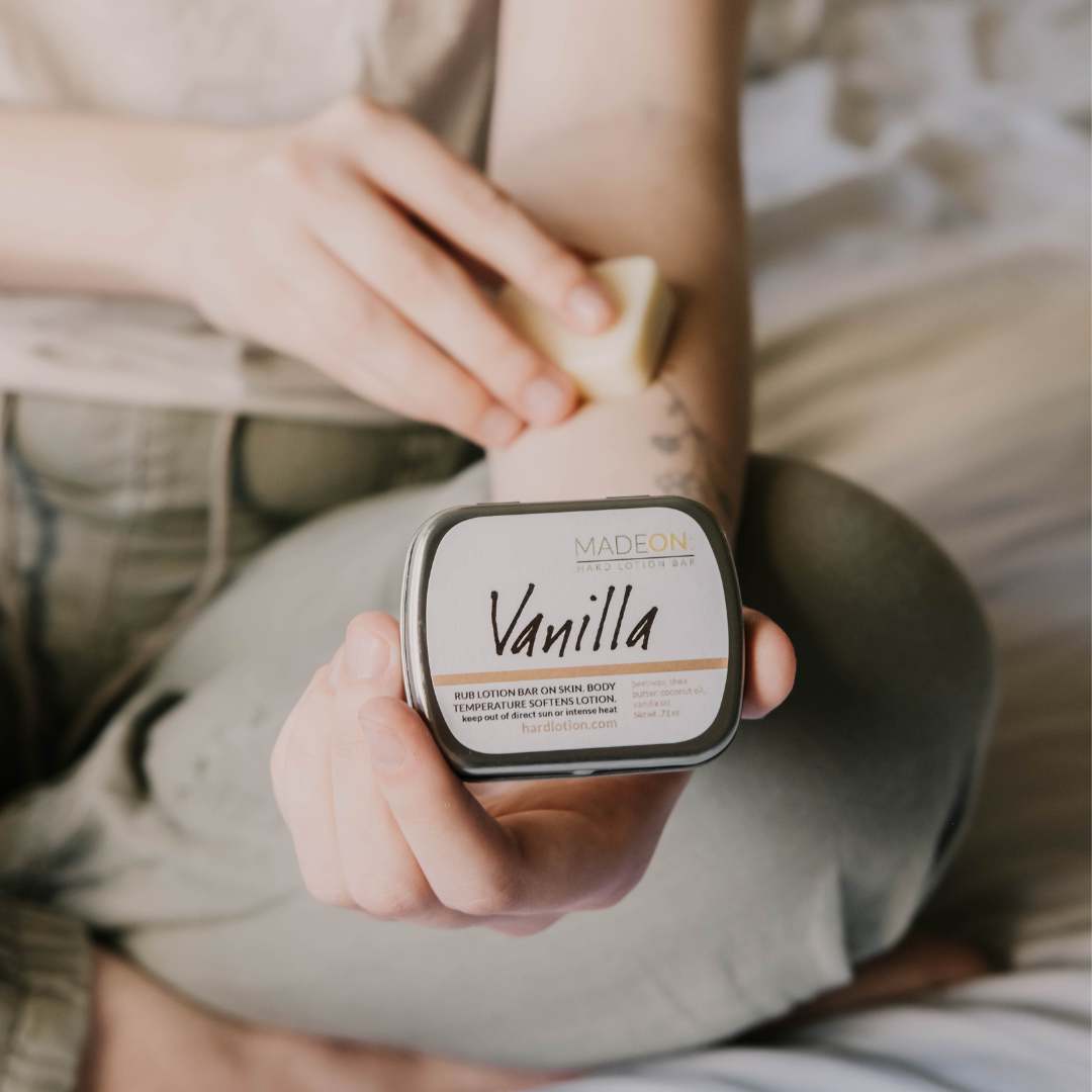 Vanilla scented lotion bar for dry skin