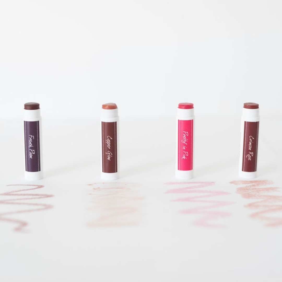 4 tinted lip balms made with iron oxide and only 4 ingredients