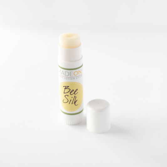 Beesilk hard lotion bars come in a lotion stick which is perfect for spot treatment of mild eczema and other skin conditions.