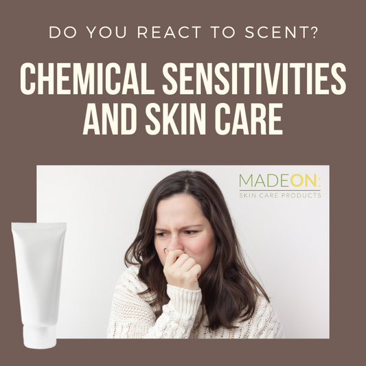 woman with chemical sensitivity looking at scented lotion