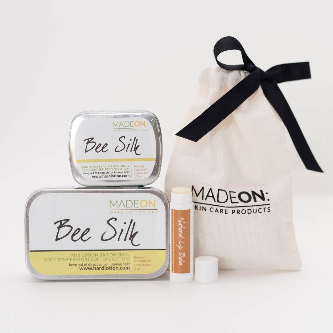 3 Pack Beesilk Lotion/Lip Balm gift set for dry skin