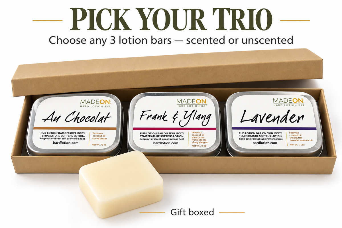 Choose any 3 lotion bars for this gift box