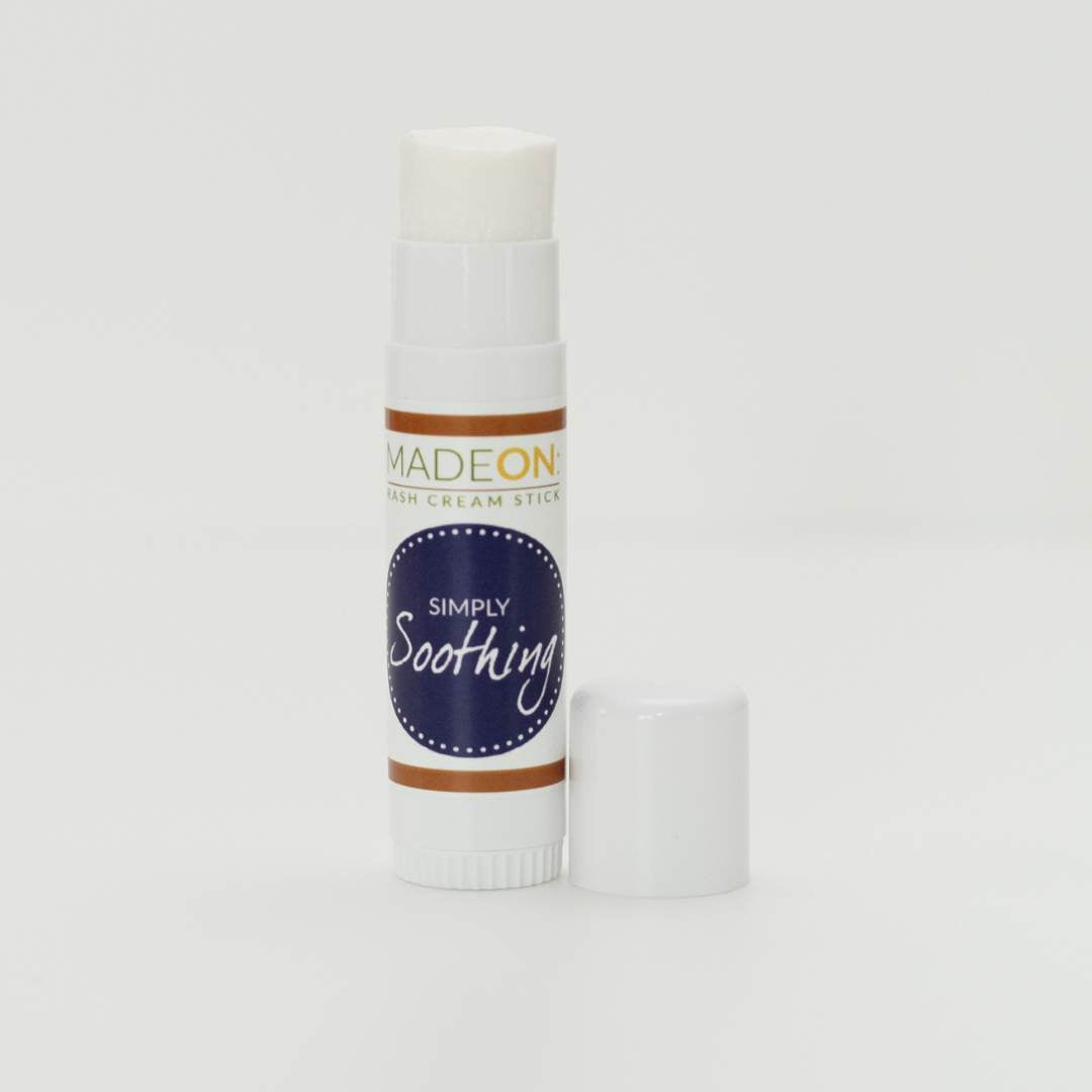 simply soothing rash stick made with zinc oxide and only 3 ingredients