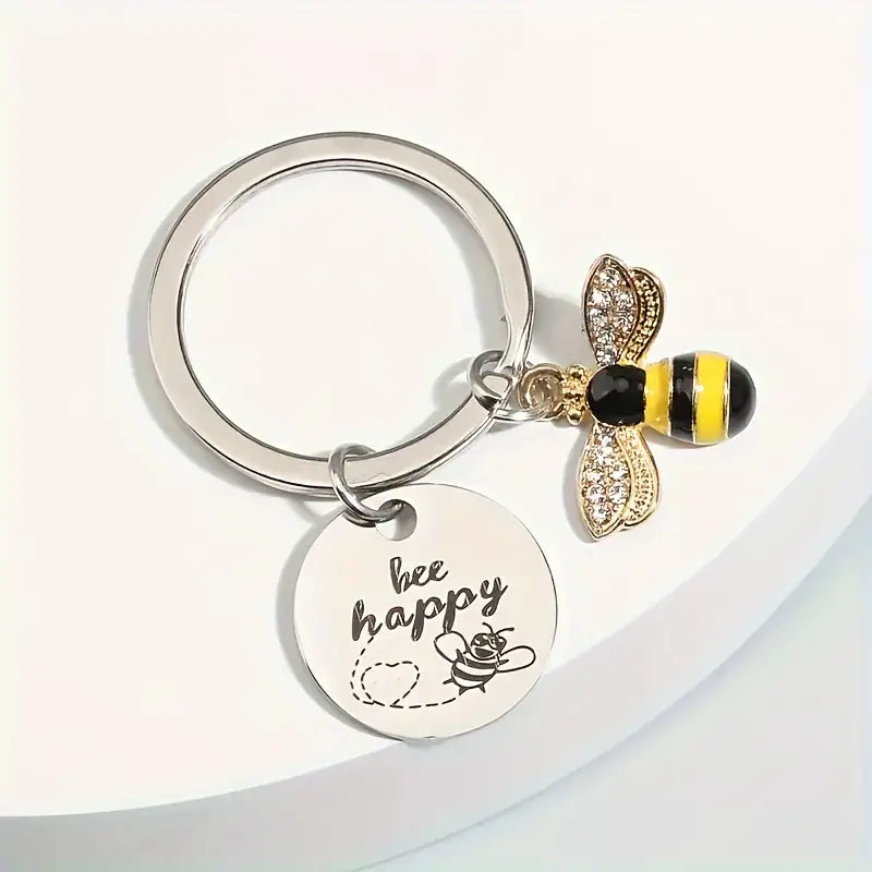 bee happy keychain 