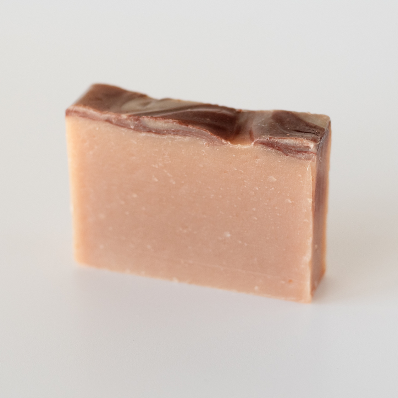 Frankincense and myrrh soap on white background