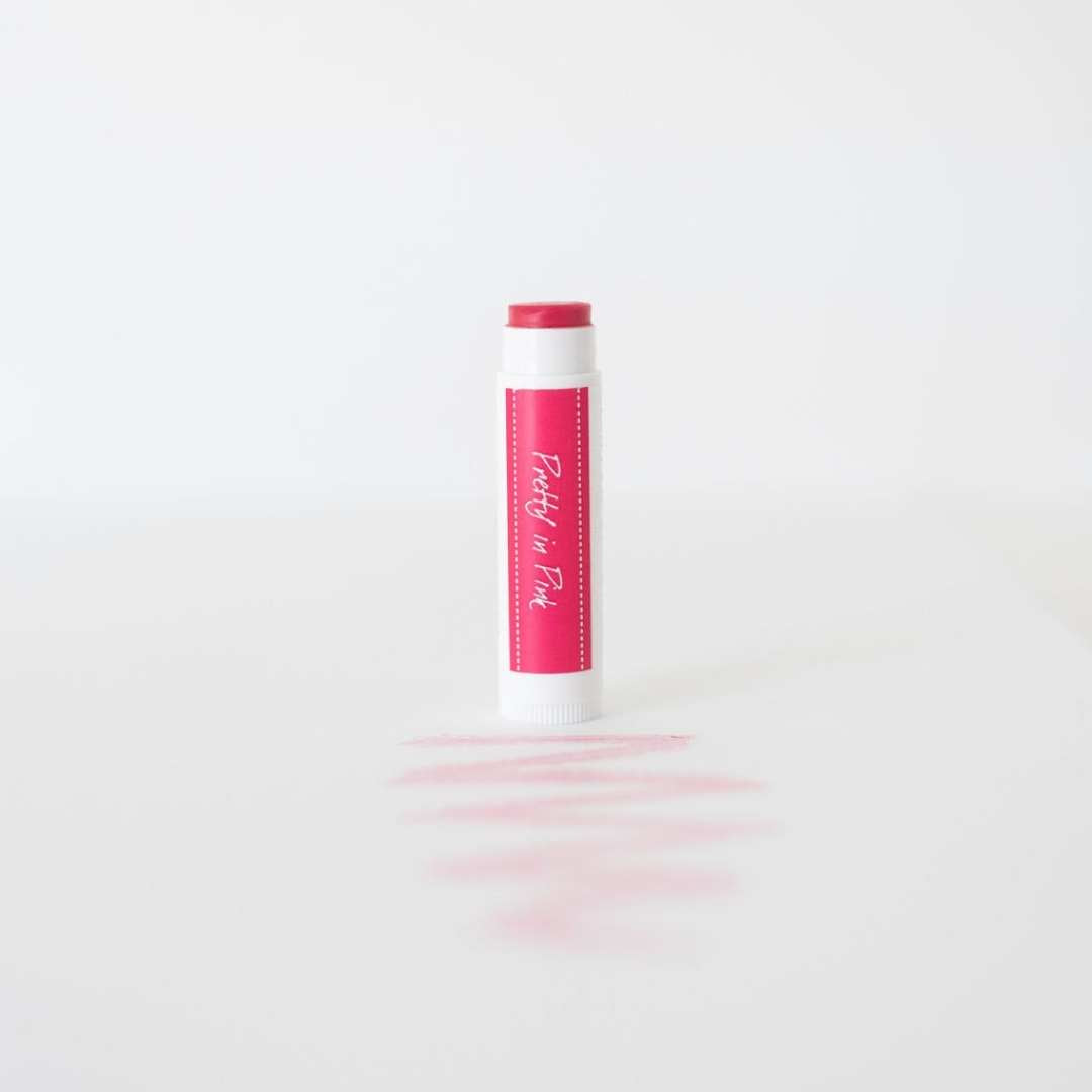 Pretty in Pink tinted lip balm made with iron oxide and only 4 ingredients